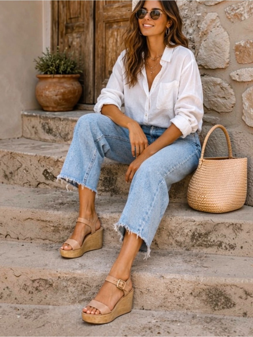 Rachel Comey Tan Leather Platform Wedge Wood Heel Sandals NWOT